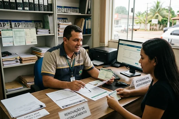 Profissional dá orientações sobre licenciamento de veículos.